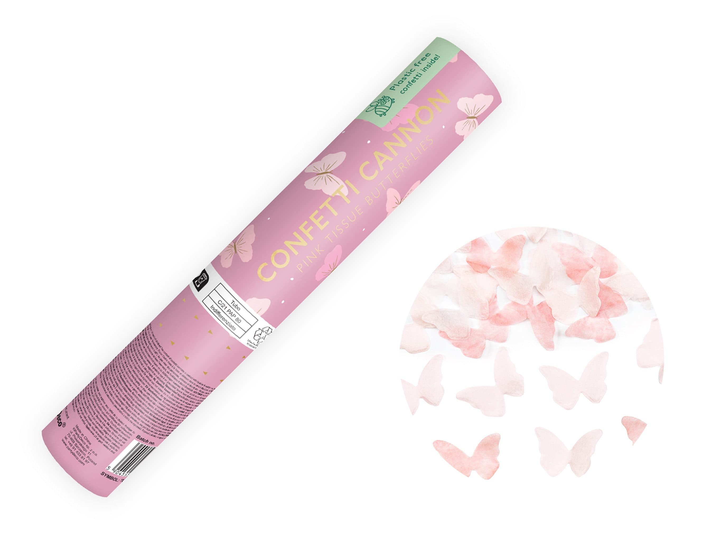 partydeco Konfettikanone mit Schmetterlingen Rosa - Bild 2