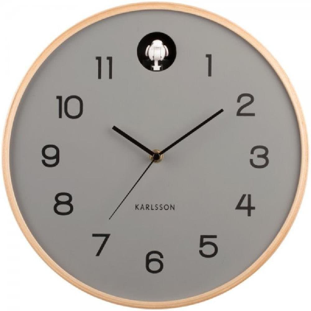 Karlsson Wanduhr Natural Cuckoo Birch Wood Mouse Grey - Bild 2