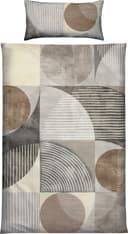 Erwin Müller Mako-Satin Bettwäsche Grau-Beige Streifen/Kreise Grafik Bild 2