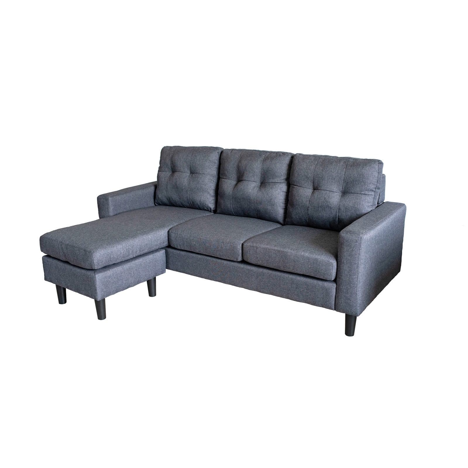 HTI-Living Ecksofa Reva Grau mit Hocker variabel