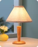 EDISHINE Nachttischlampe Massivholz Leinen Beige LED Warmweiß Bild 2