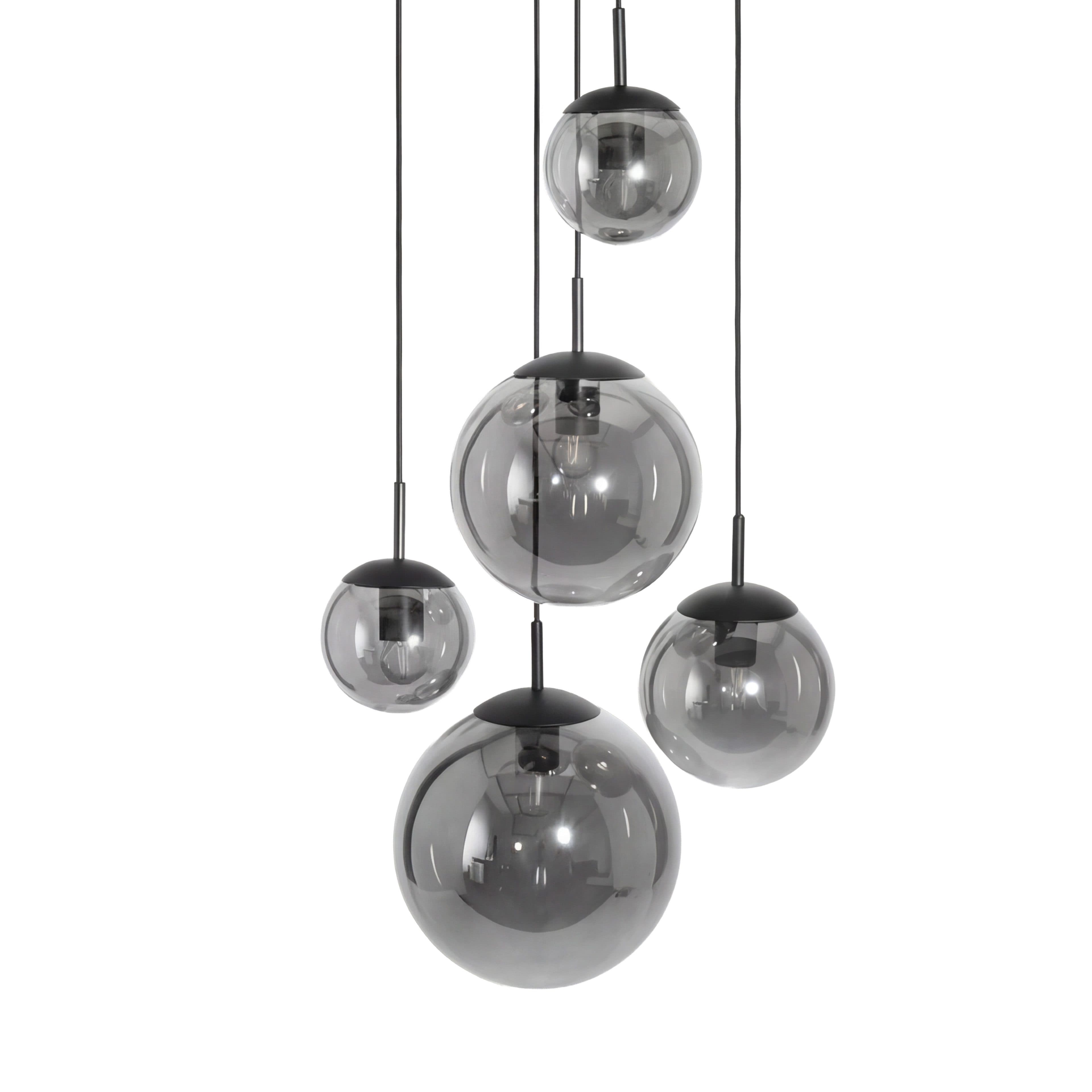 Liadomo Pendelleuchte Vetro 5-flammig Rauchglas Schwarz E27 LED - Bild 2