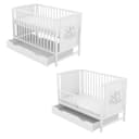 Baby-Delux Babybett Mia Weiß mit Schutzgitter und Matratze Bild 2