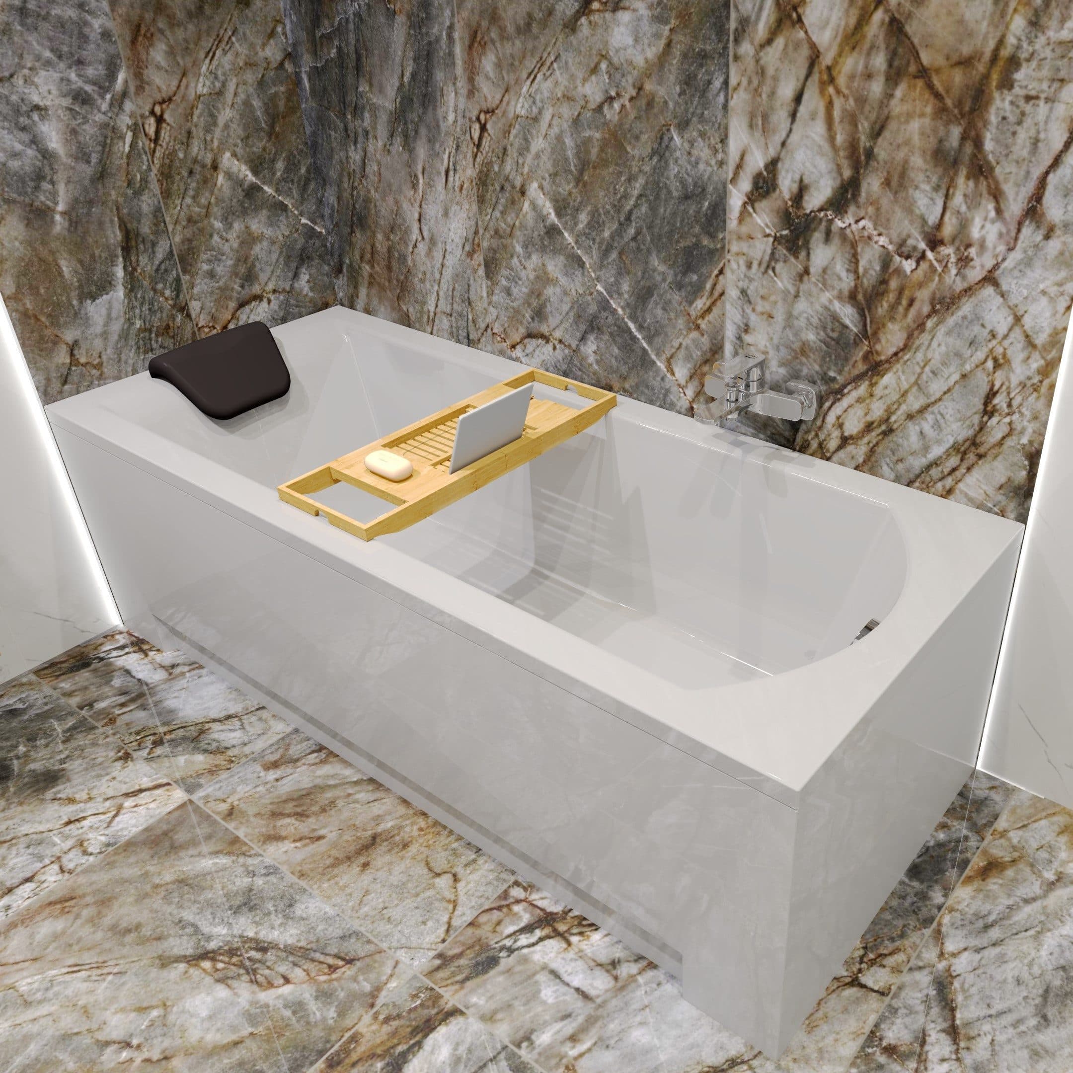 KOLMAN Badewanne SHEA Rechteck Acryl 140x70 cm + Kopfstütze Weiß - Bild 2