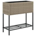 vidaXL Pflanzkübel mit Ablage Grau Poly Rattan Bild 2
