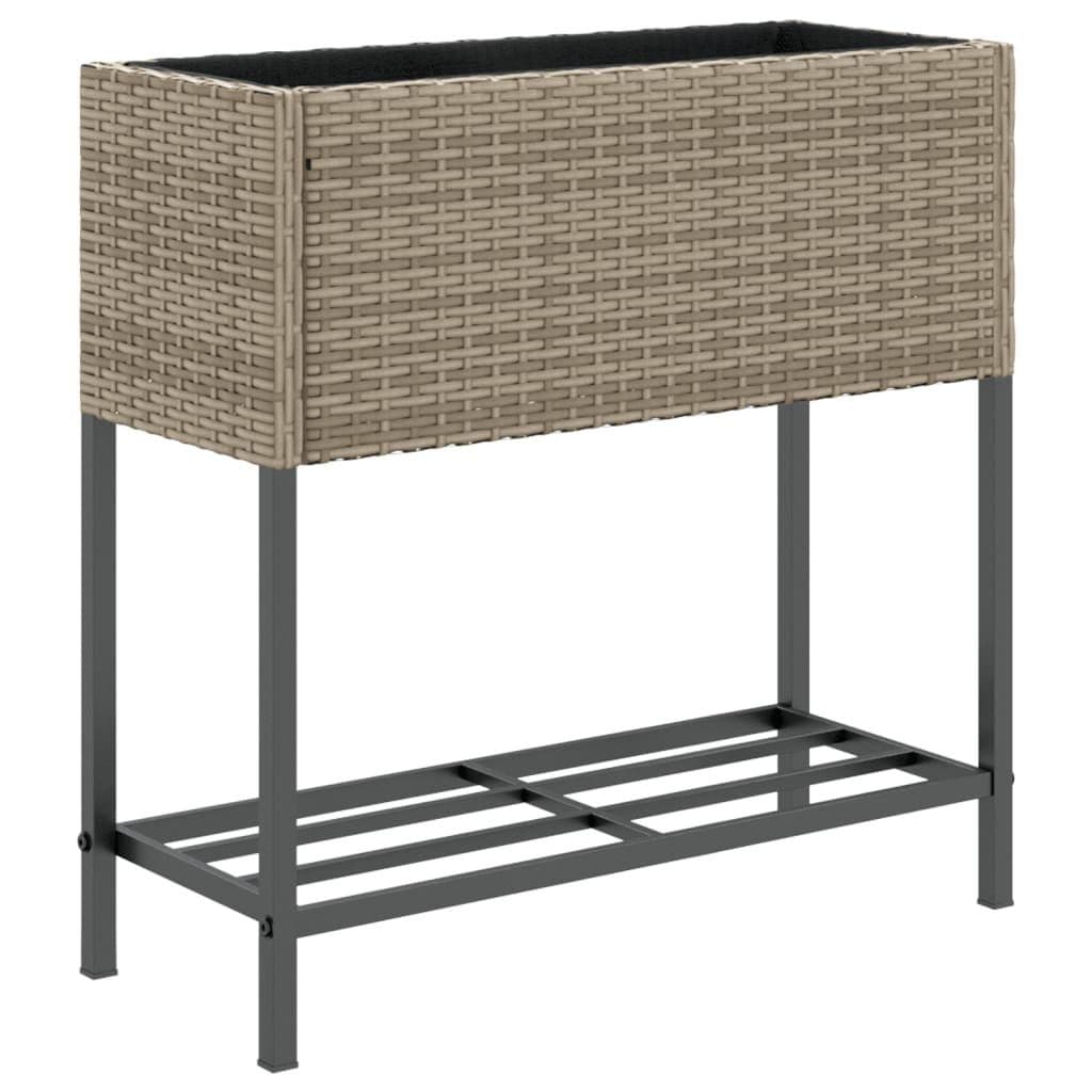 vidaXL Pflanzkübel mit Ablage Grau Poly Rattan - Bild 2