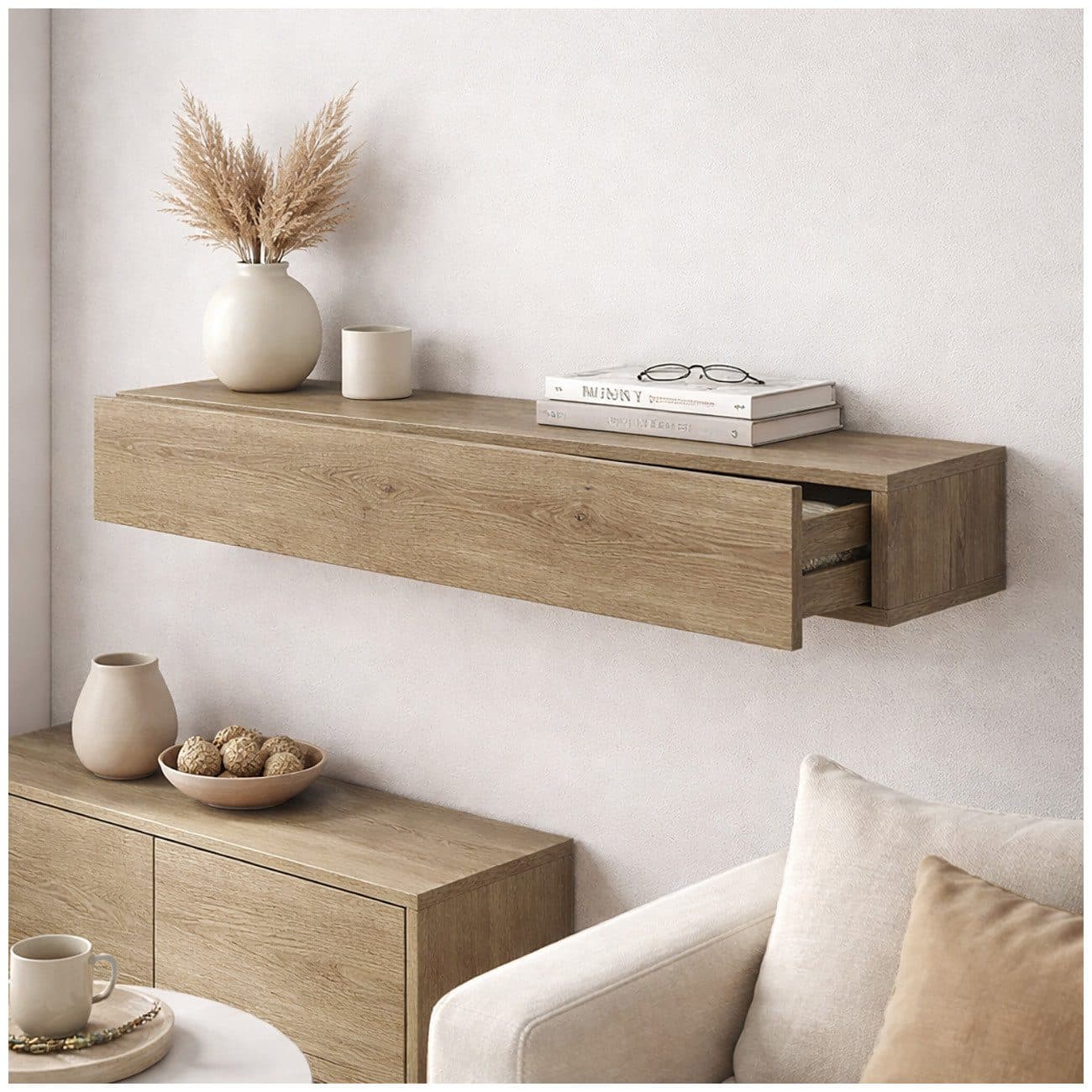 HTI-Living Wandregal mit Schublade 80 cm Artisaneiche - Bild 2