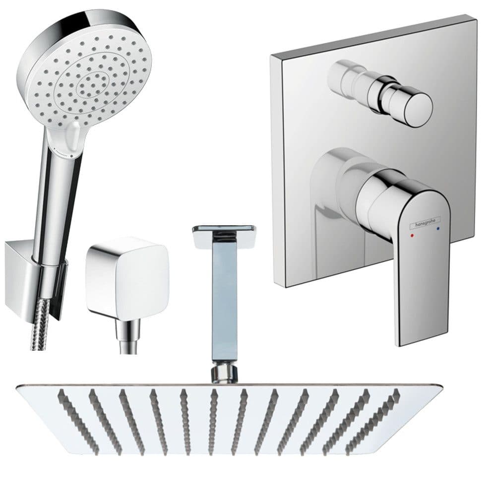 Hansgrohe und Jowi Duscharmatur Vernis Shape Unterputz Set Edelstahl