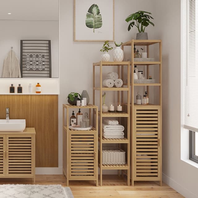 Bellamio Newa Badezimmer-Hochschrank aus Bambus