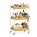 SONGMICS Beistellwagen Bambus Beige Küchenregal mit Griffen Bild 2