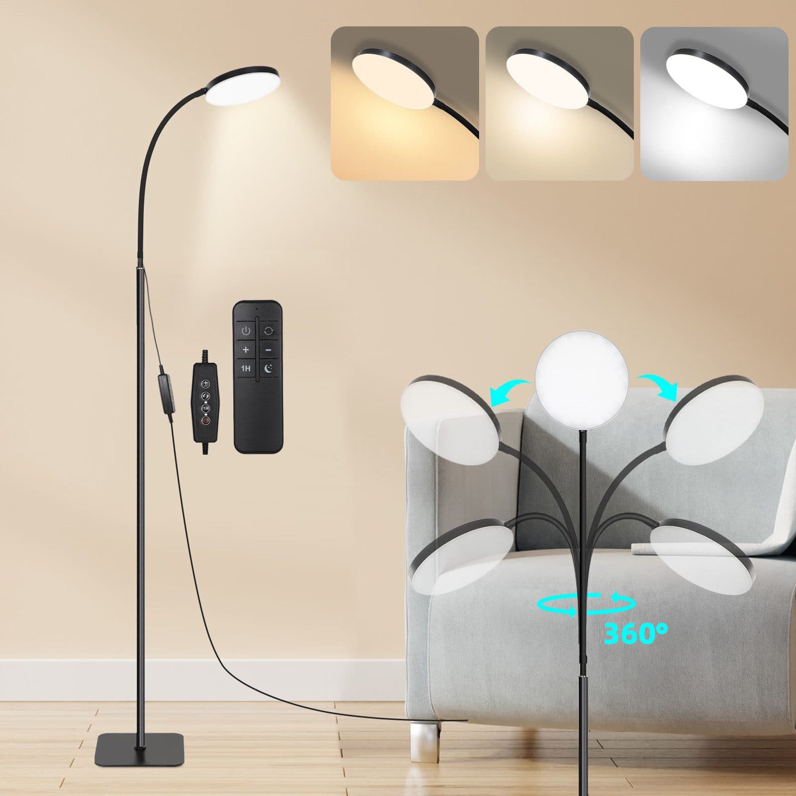 MUPOO LED Stehlampe Schwarz Dimmbar mit Fernbedienung - Bild 2