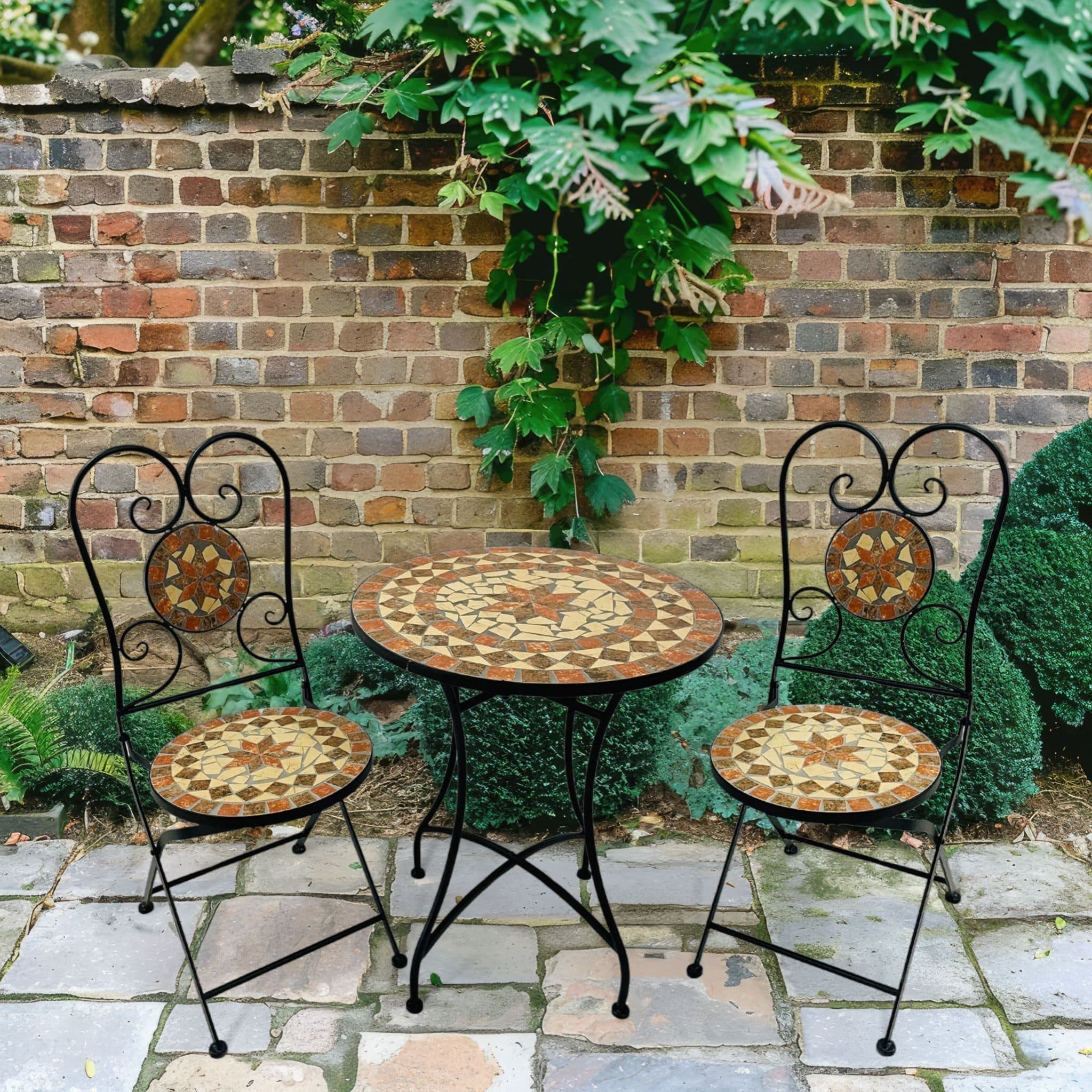 Wohnando Bistroset 3-tlg. Schwarz Terracotta Mosaik Metall - Bild 2