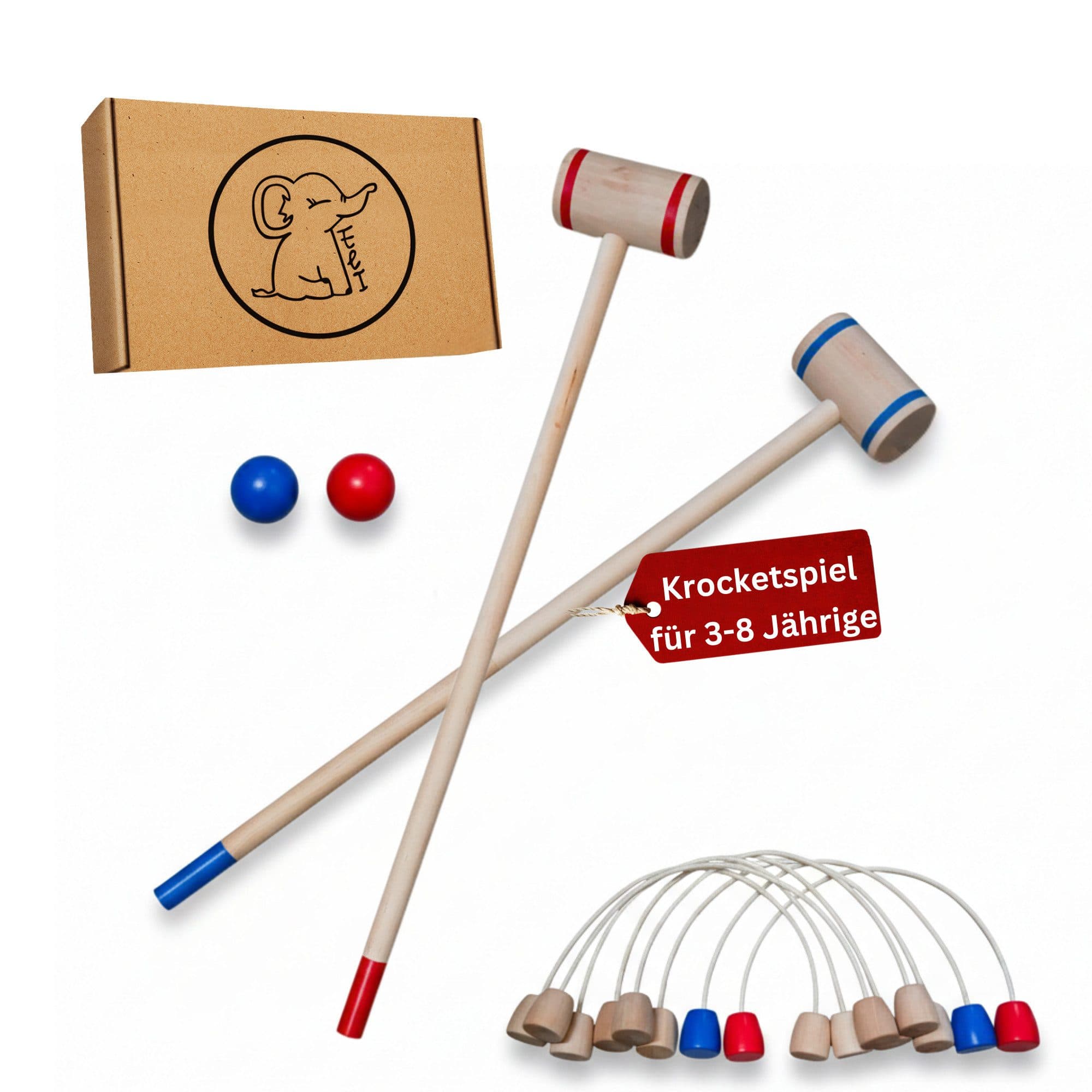 Eli Spielzeug-Gartenset Krocket Spiel für Kinder inkl Schläger - Ziele und Bälle aus Holz - Bild 2