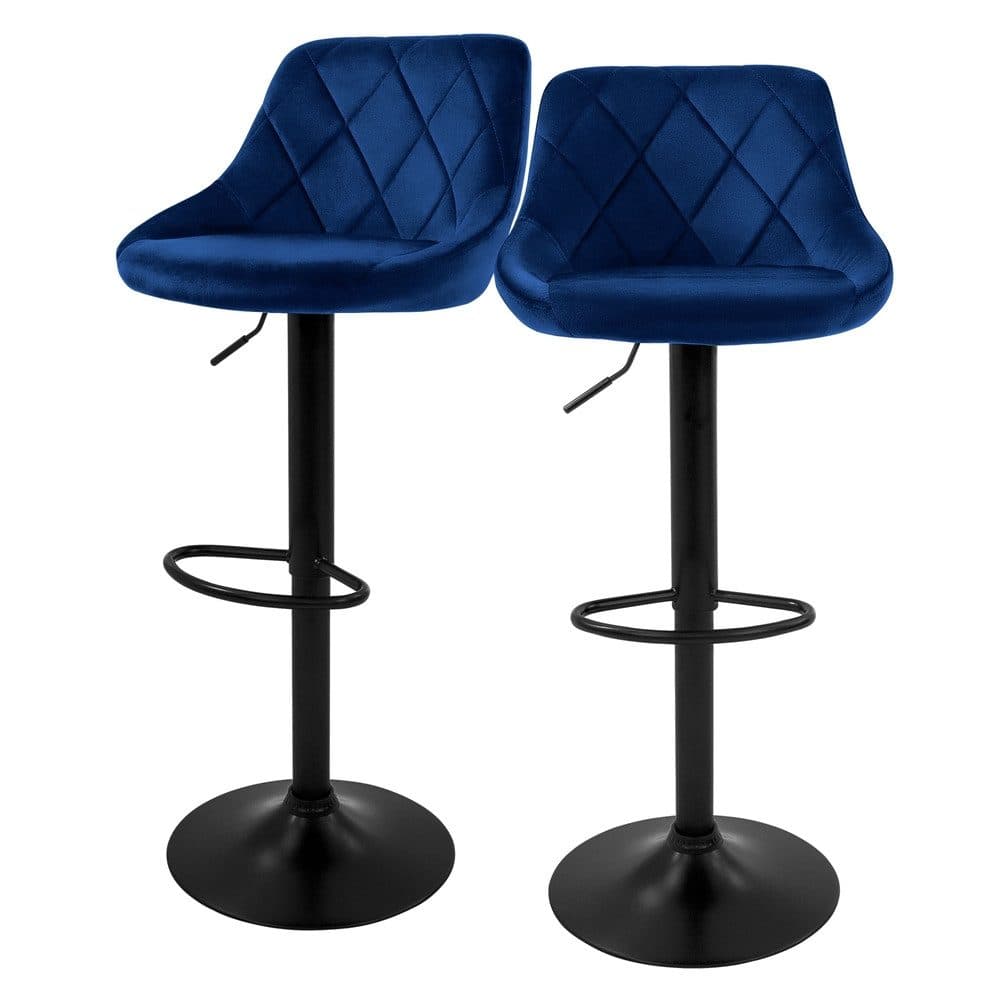 ML-DESIGN Barhocker 2er Set Blau Samt höhenverstellbar - Bild 2
