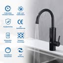 HOMELIVE Küchenarmatur Schwarz 360° Drehbar LED-Temperaturanzeige Edelstahl Bild 2