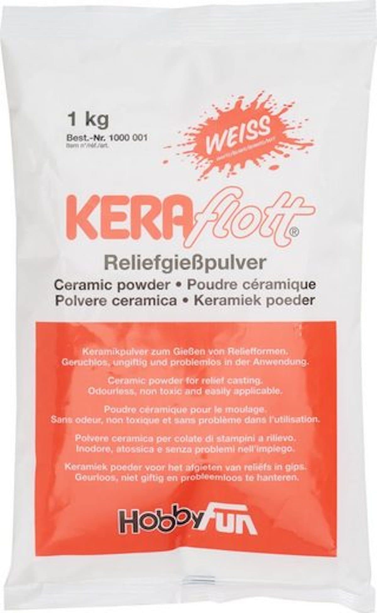 HobbyFun Modelliermasse Keraflott Gießmasse 1kg Weiß