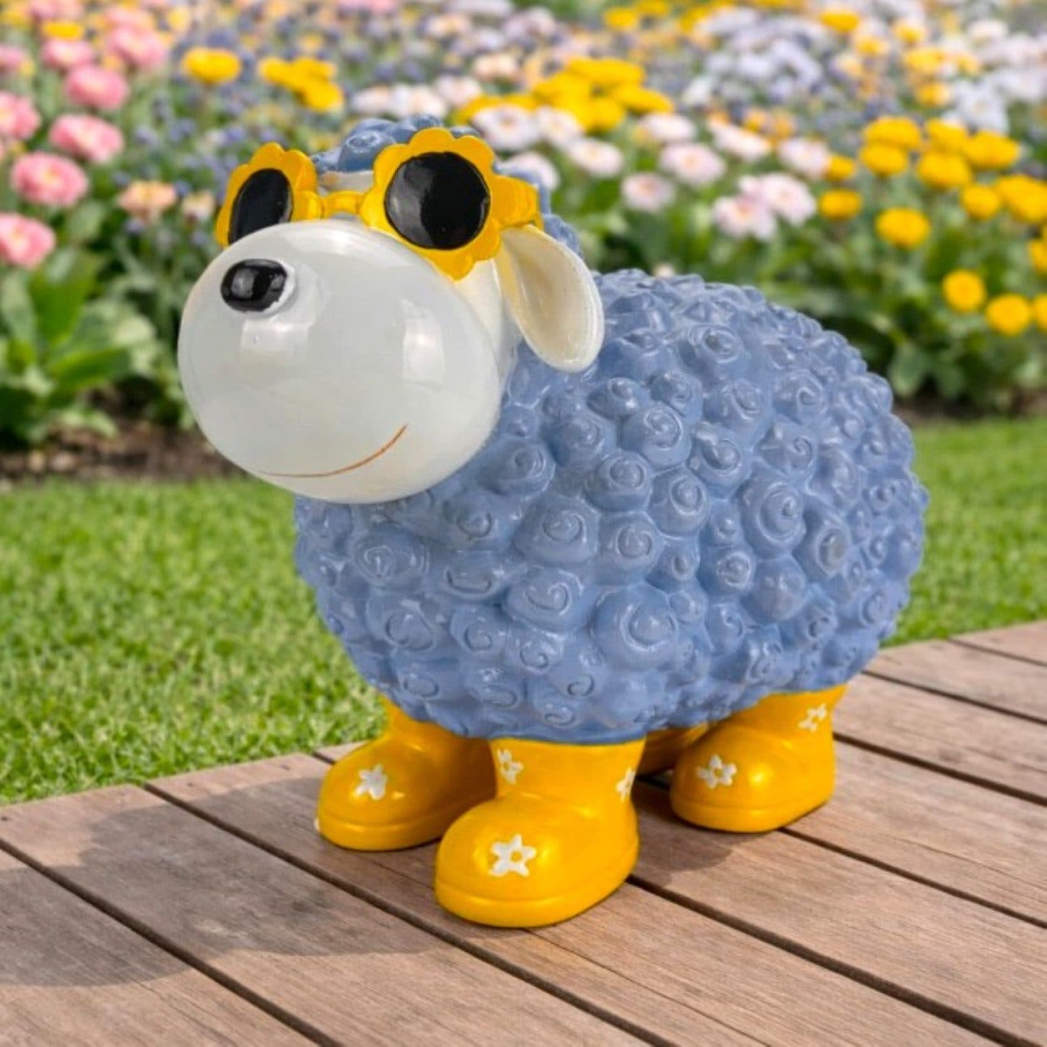 Online-Fuchs Gartenfigur Schaf mit Sonnenbrille Blau - Bild 2