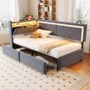 STILVORA Schlafsofa 90x200 Dunkelgrau mit LED und USB Bild 2
