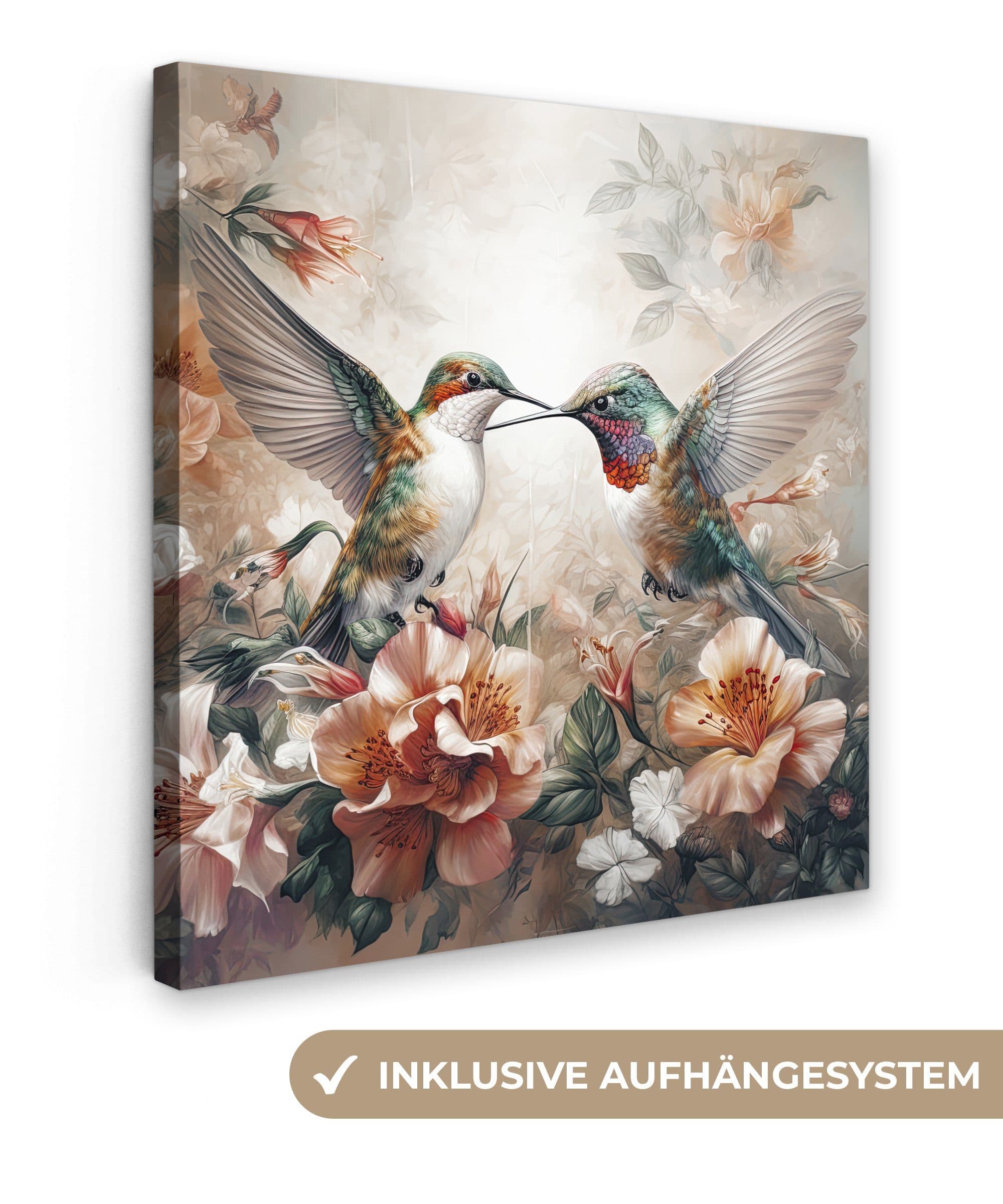 OneMillionCanvasses® Leinwandbild Kolibri - Vögel - Blumen - Natur, Fotodruck 20x20 cm - Bild 2