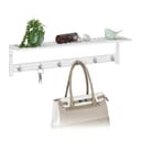 relaxdays Wandgarderobe Weiß mit Ablage 6 Haken Bambus Bild 2