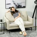HOMCOM 2-Sitzer Polstersofa mit Armlehne, Samtoptik, Cremeweiß Bild 2