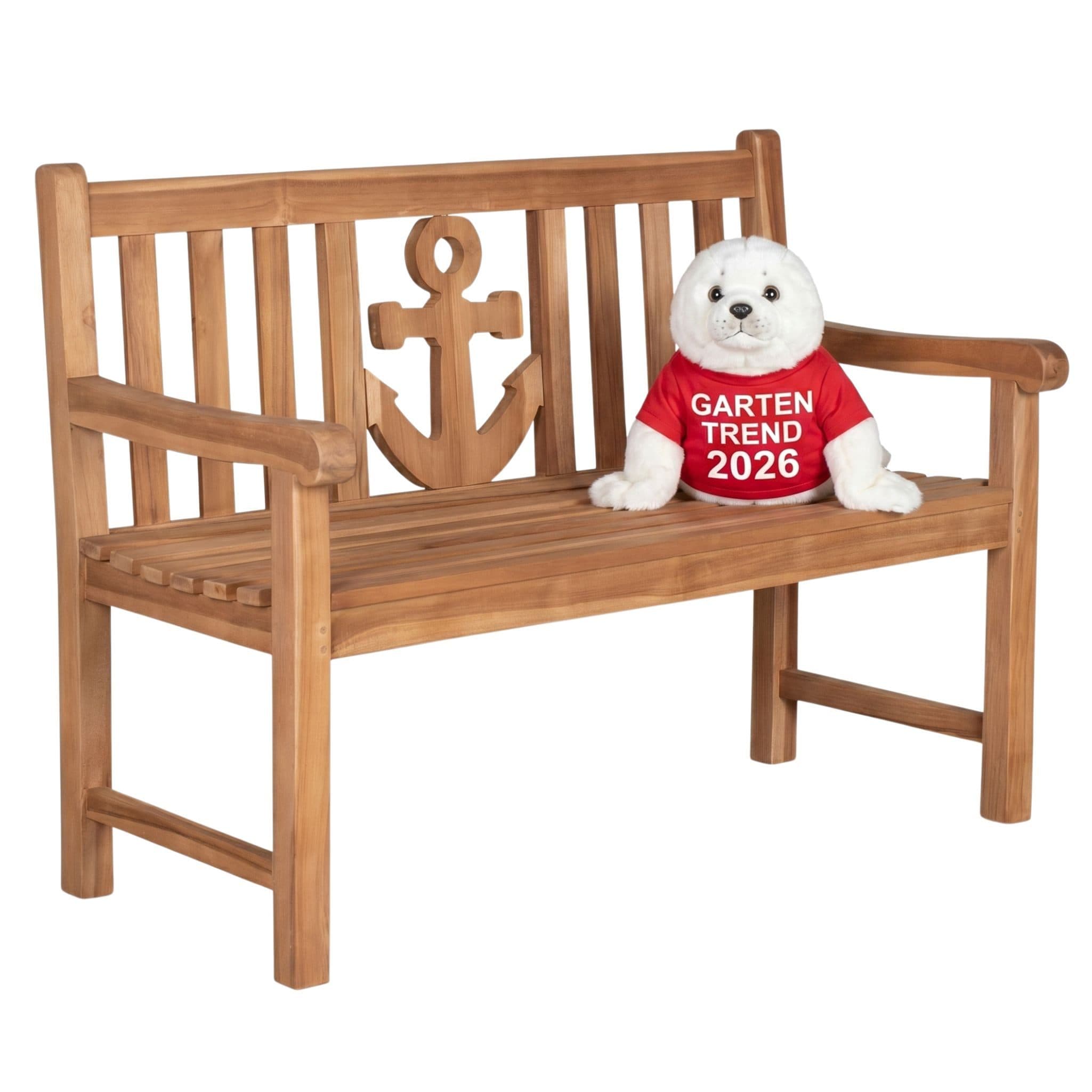 MR.DEKO Gartenbank Teak Anker 120 cm Massivholz Maritim - Bild 2