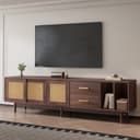 Merax Lowboard Rattan Fernsehtisch TV-Schrank Braun Bild 2