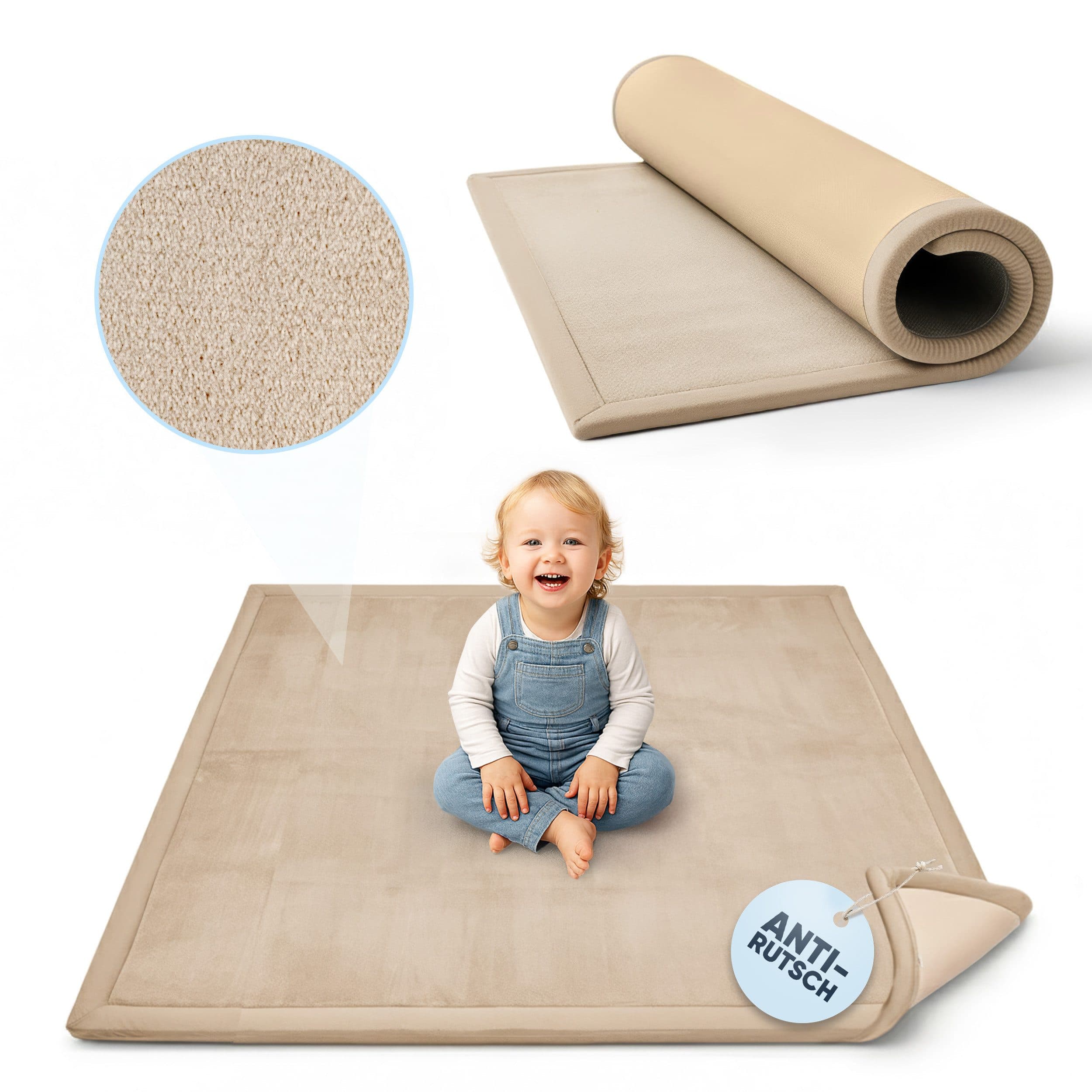 BabyBeFun Krabbelmatte 3cm Dicke Beige - Bild 2