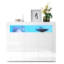 SONNI Kommode Sideboard Weiß Hochglanz mit LED Beleuchtung Bild 2