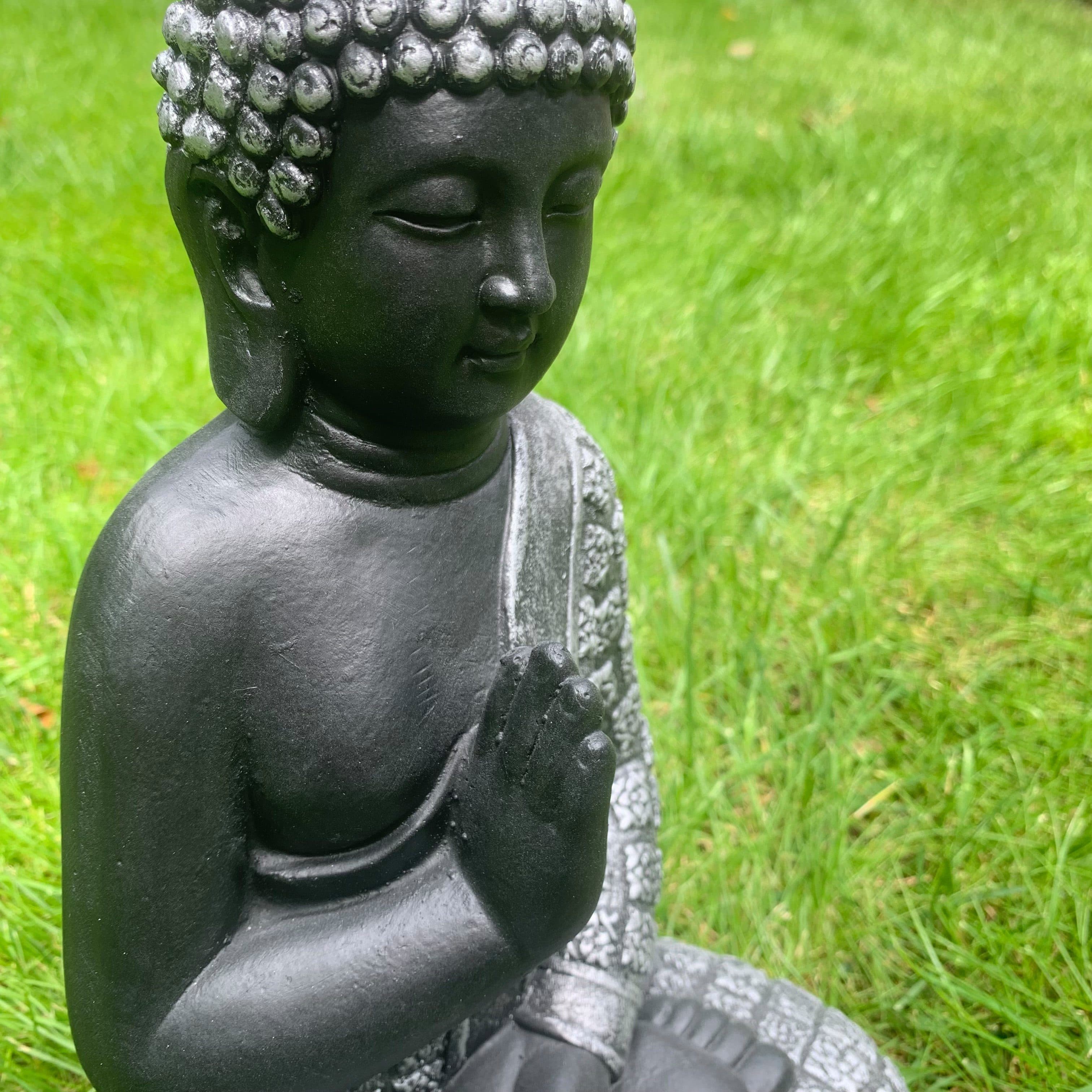 K&L Wall Art Buddha Statue Schwarz Kunststein Feng Shui Deko - Bild 2