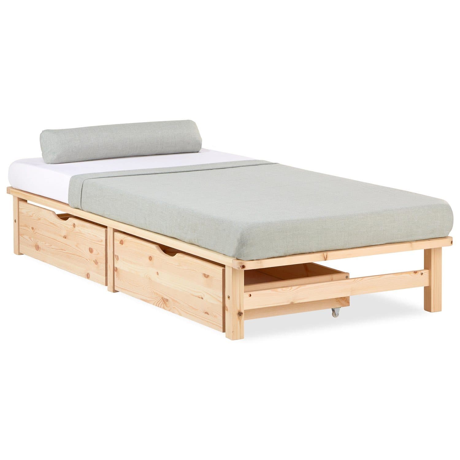Homestyle4u Bettschubkasten 2er Set Kiefernholz Braun - Bild 2