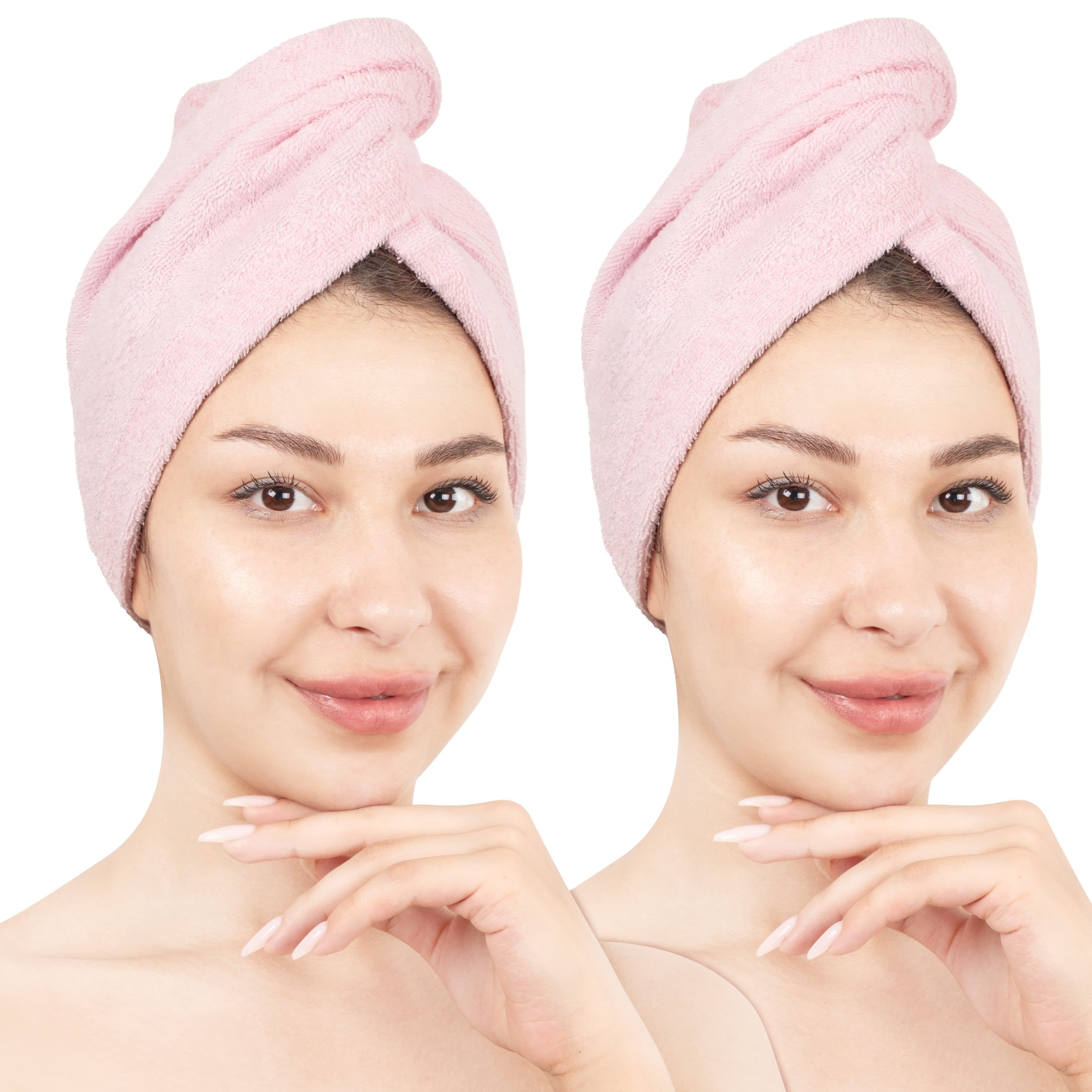 Hammetex Turban-Handtuch 2er Set Rosa 100% Baumwolle - Bild 2