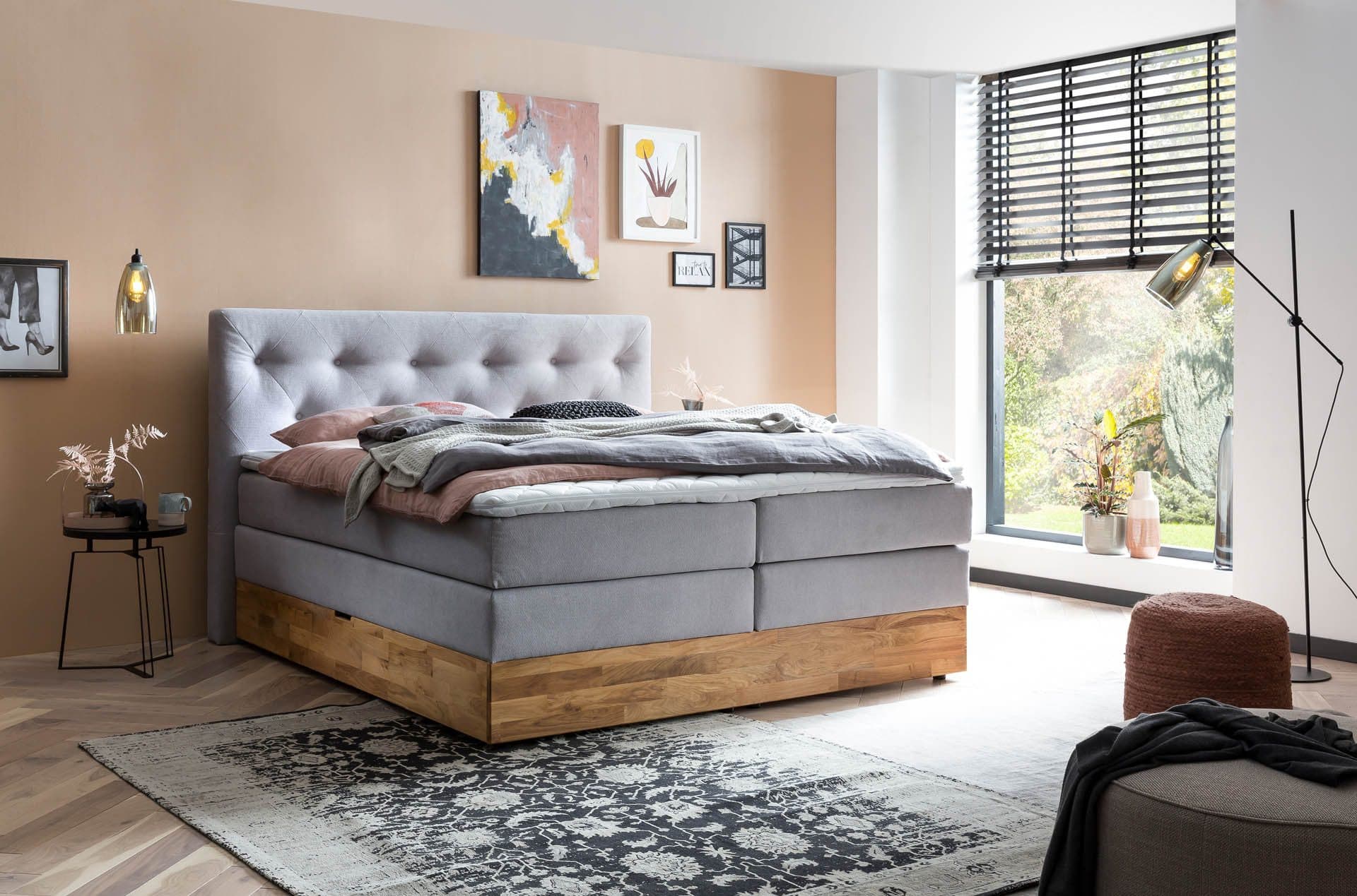 Belanoti Boxspringbett Marbo Grau mit Bettkasten und Visco-Topper - Bild 2
