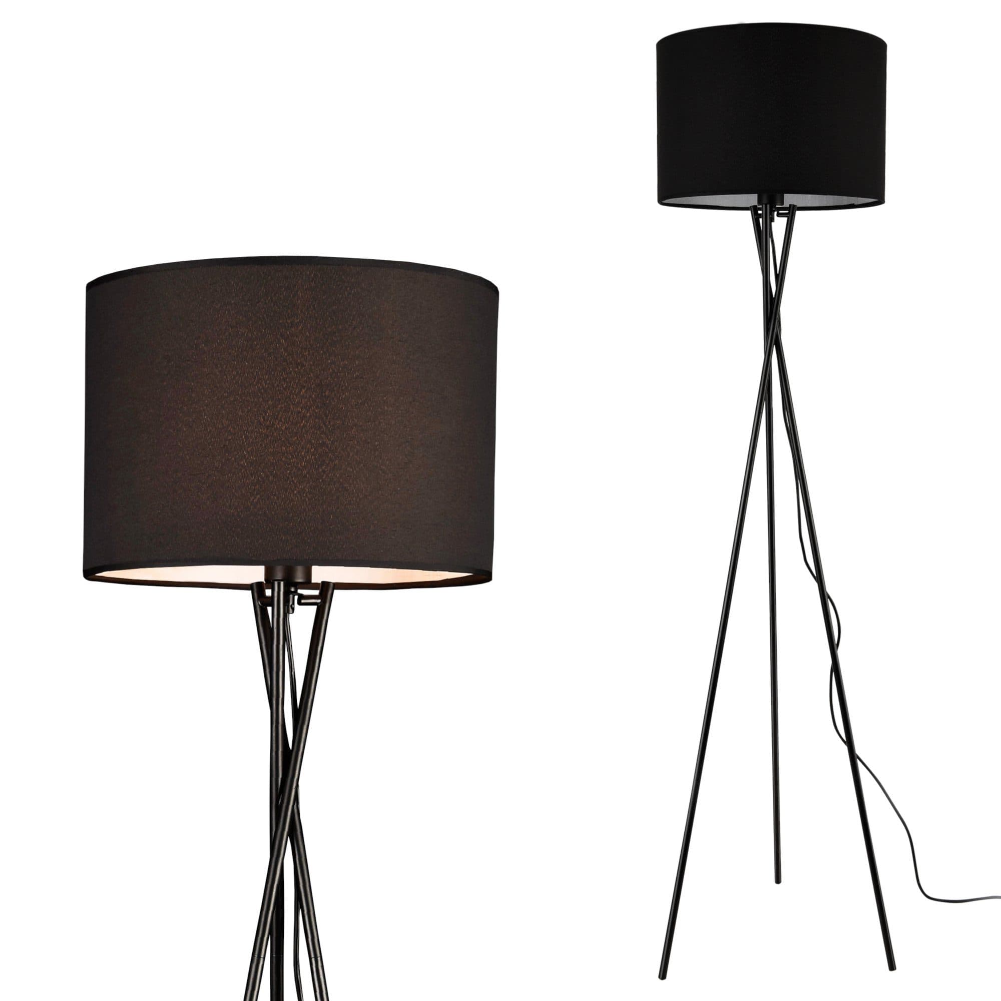 lux.pro Stehlampe Grenoble Schwarz Dreifuß 154cm Stoffschirm - Bild 2