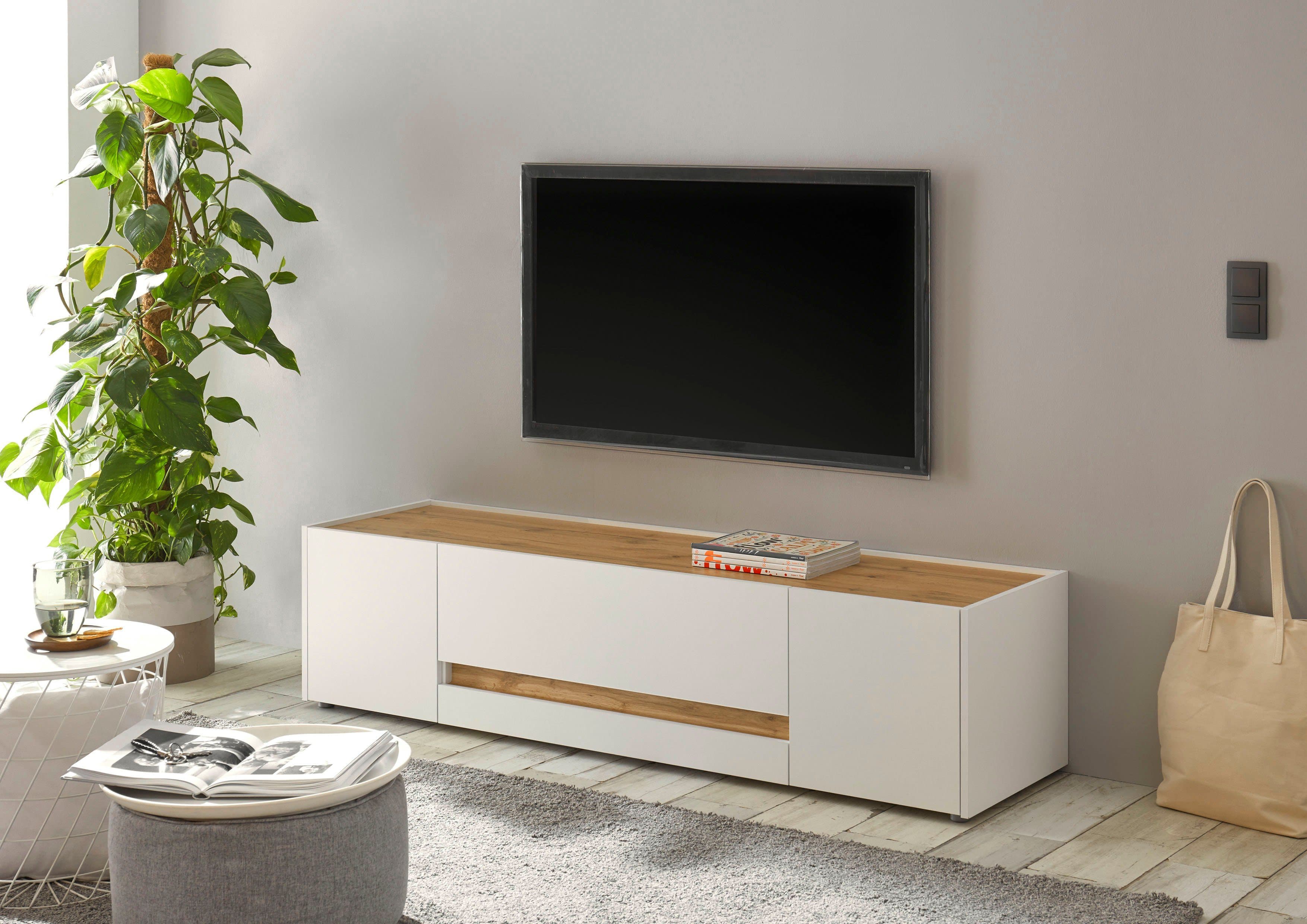 Home affaire Lowboard City/Giron Weiß Moderner TV-Schrank mit Griffmulde - Bild 2