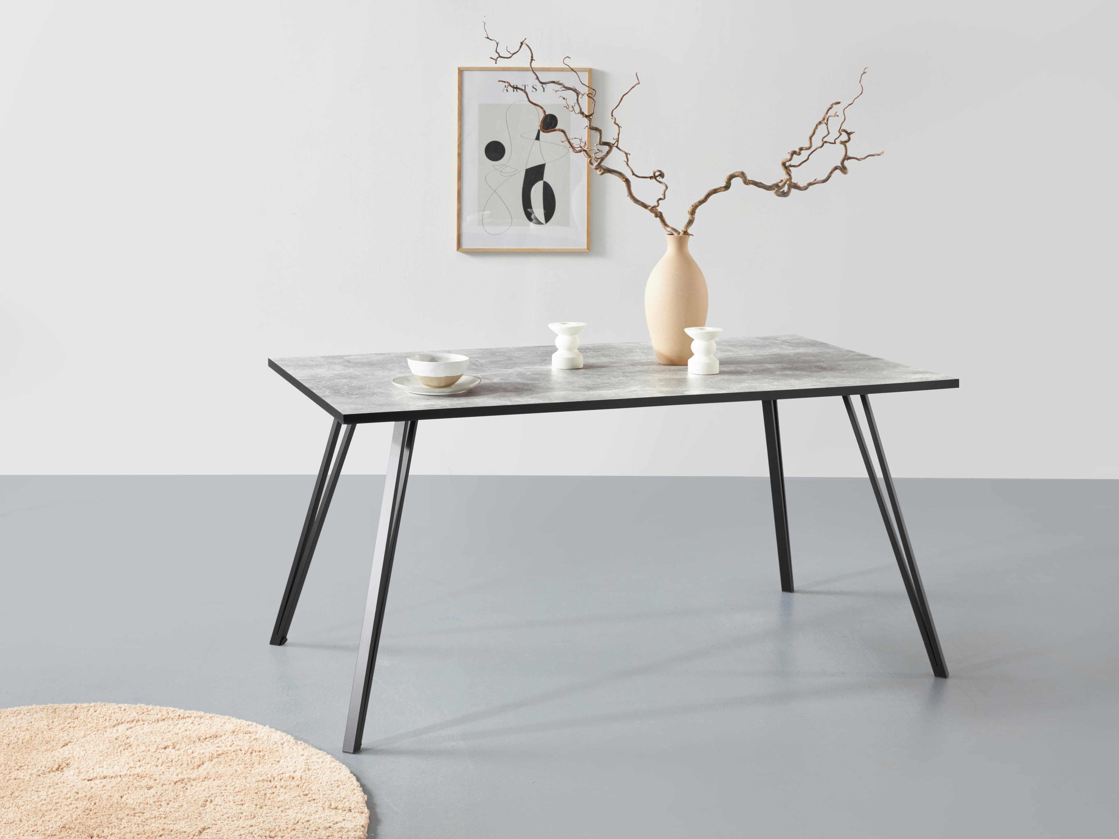 Esstisch HELA Grau Betonoptik Schwarz Gestell Modern - Bild 2