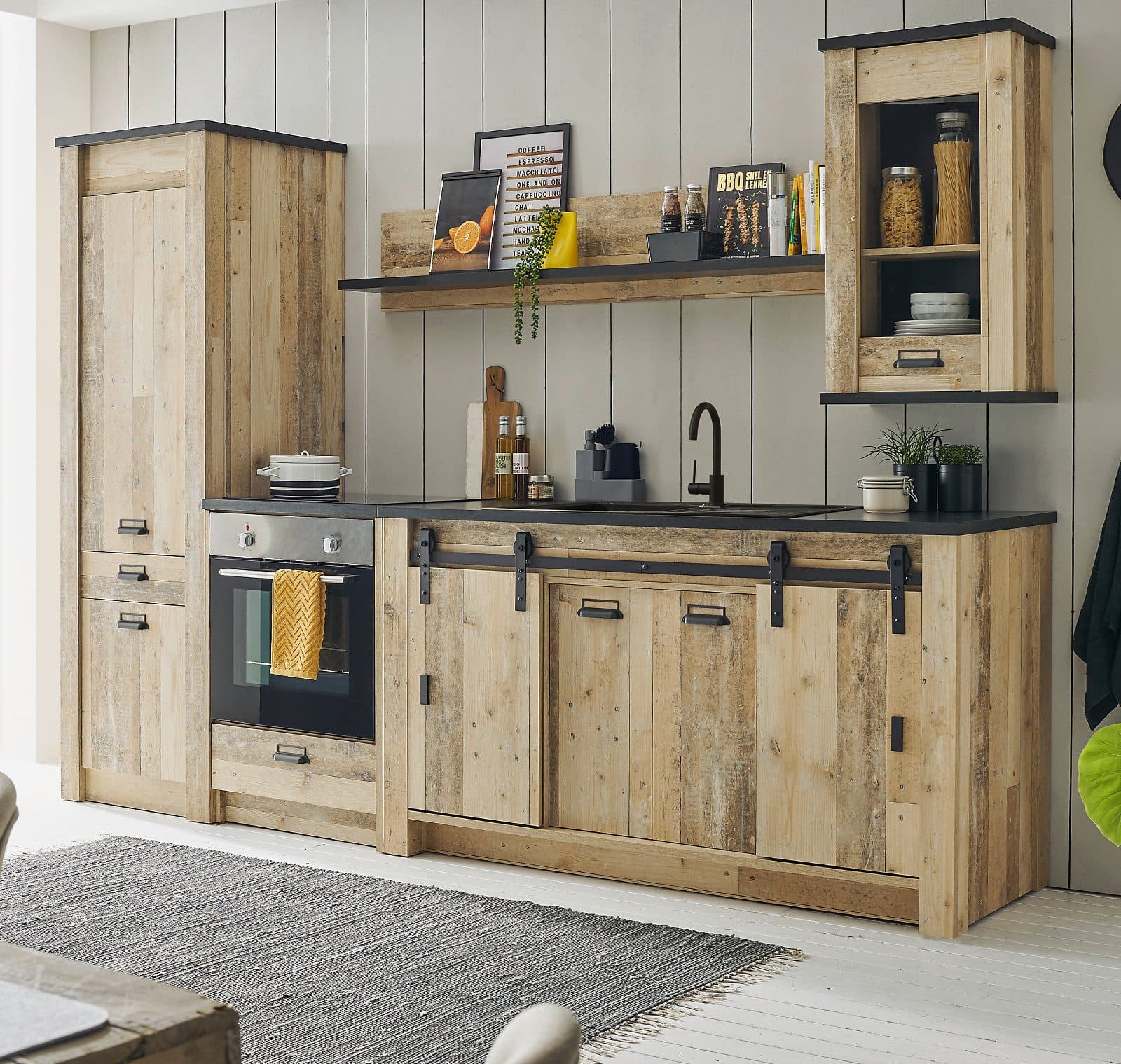 Furn.Design Küchenzeile Stove Used Wood Anthrazit 5-teilig - Bild 2