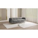 S-Style Möbel Chesterfield-Sofa 3-Sitzer Ashley Grau Samt Goldene Metallfüße Bild 2