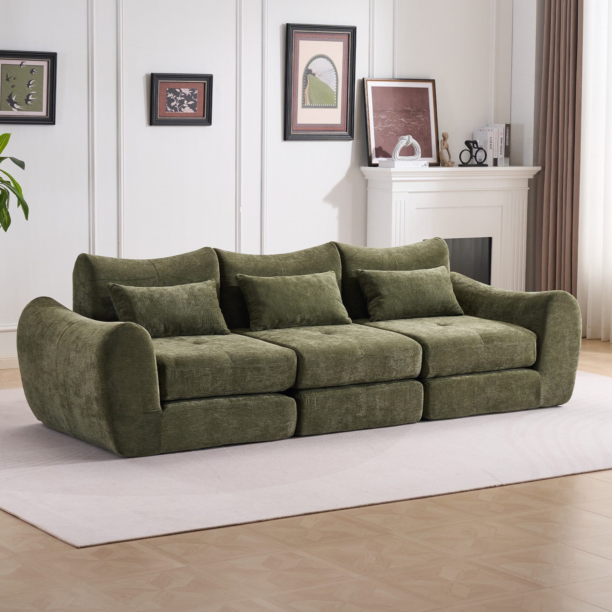 Leawin Modulares Schlafsofa L-Form Grün mit Schlaffunktion - Bild 2