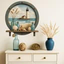 Sunnywall Wandtattoo Maritim Bullauge blau türkis mit Leuchtturm & Muscheldeko Bild 2