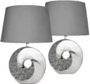 BRUBAKER Nachttischlampe 2er Set Silber Schwarz Keramik Bild 2