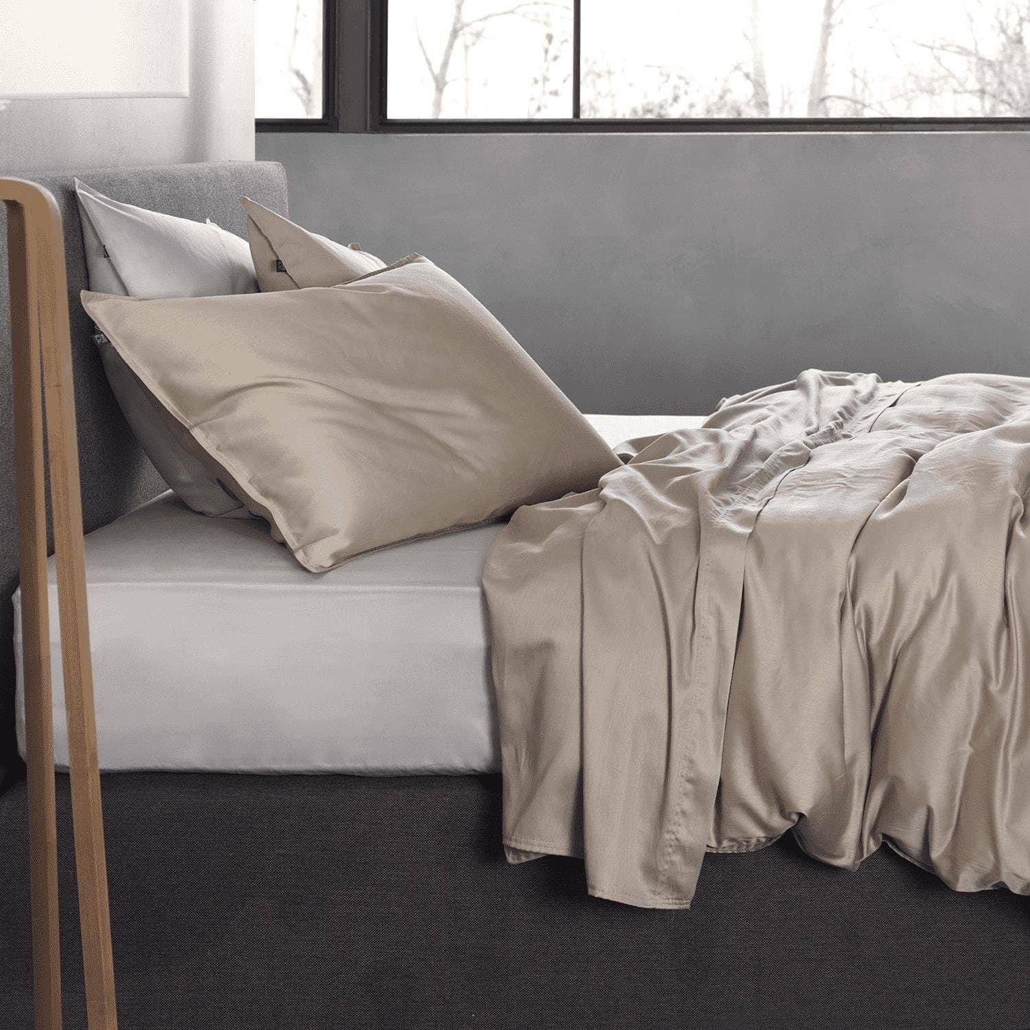 ZO HOME Mako-Satin Bettwäsche Set Uni Forest Sand 2-teilig - Bild 2