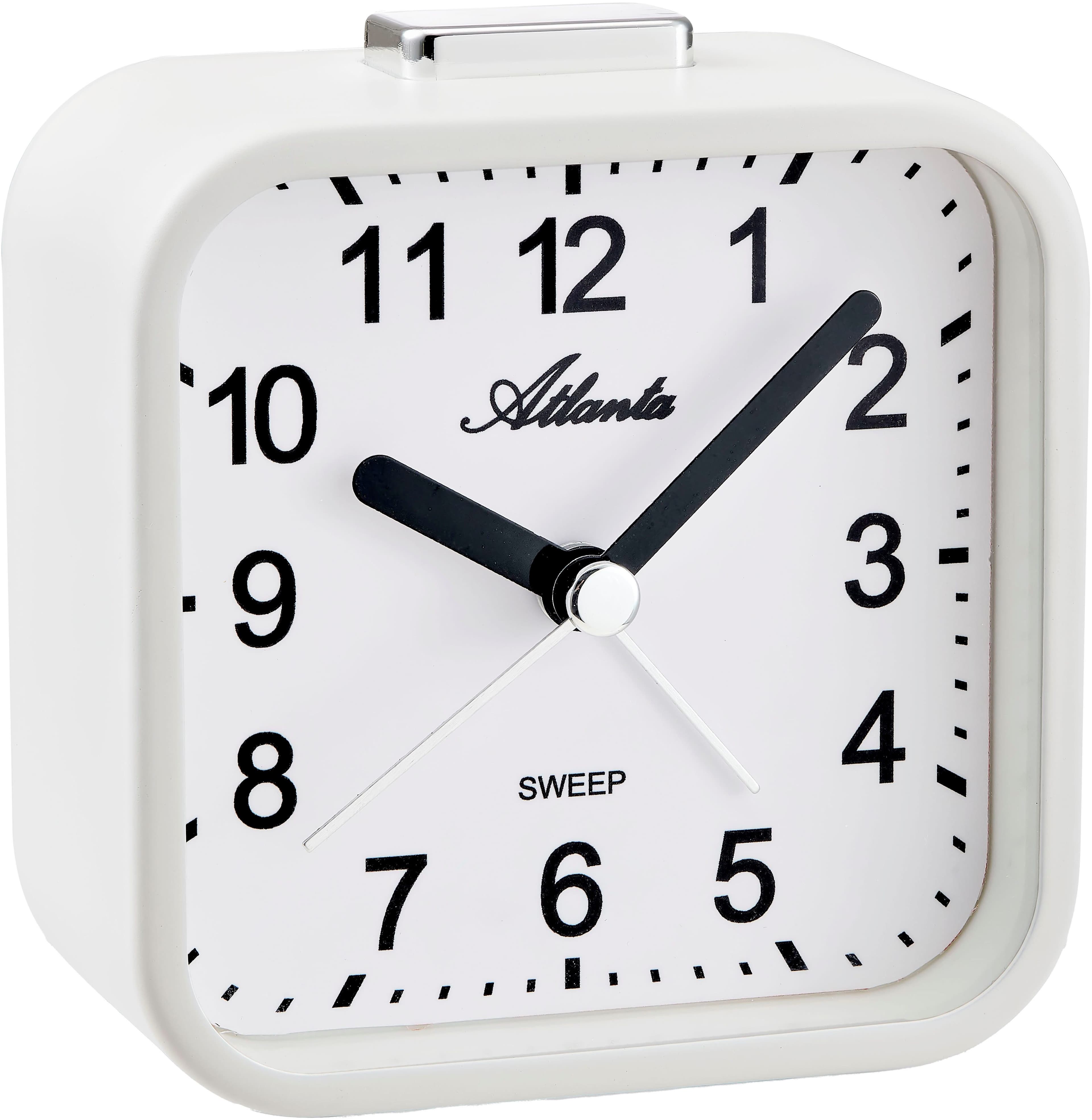 Atlanta Quarzwecker Weiß Analog mit Beleuchtung und Weckwiederholung