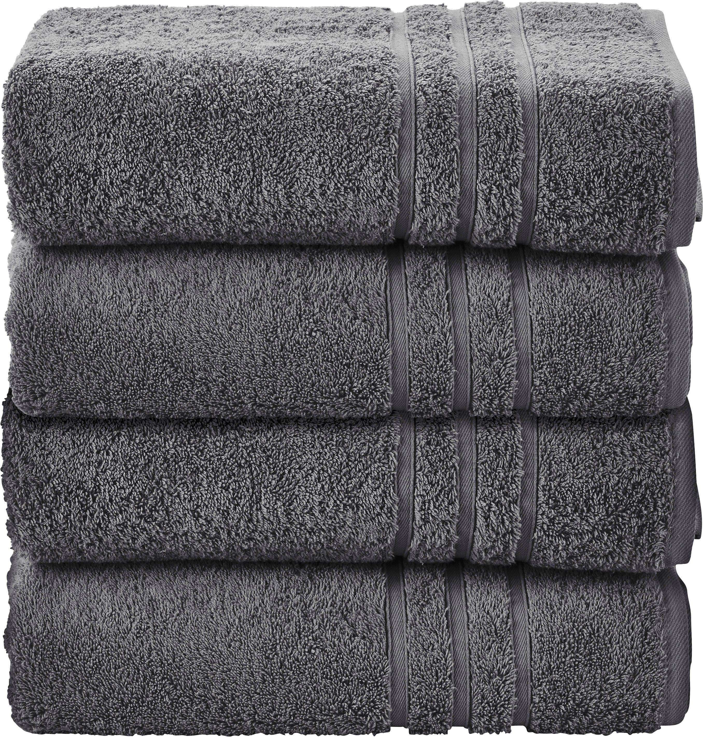 Handtuch Set aus Walkfrottier und Baumwolle, anthrazit, 50x100 cm - Bild 2