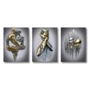 TPFLiving Kunstdruck 3er Set Grau Weiß Gold Leinwandbild Bild 2