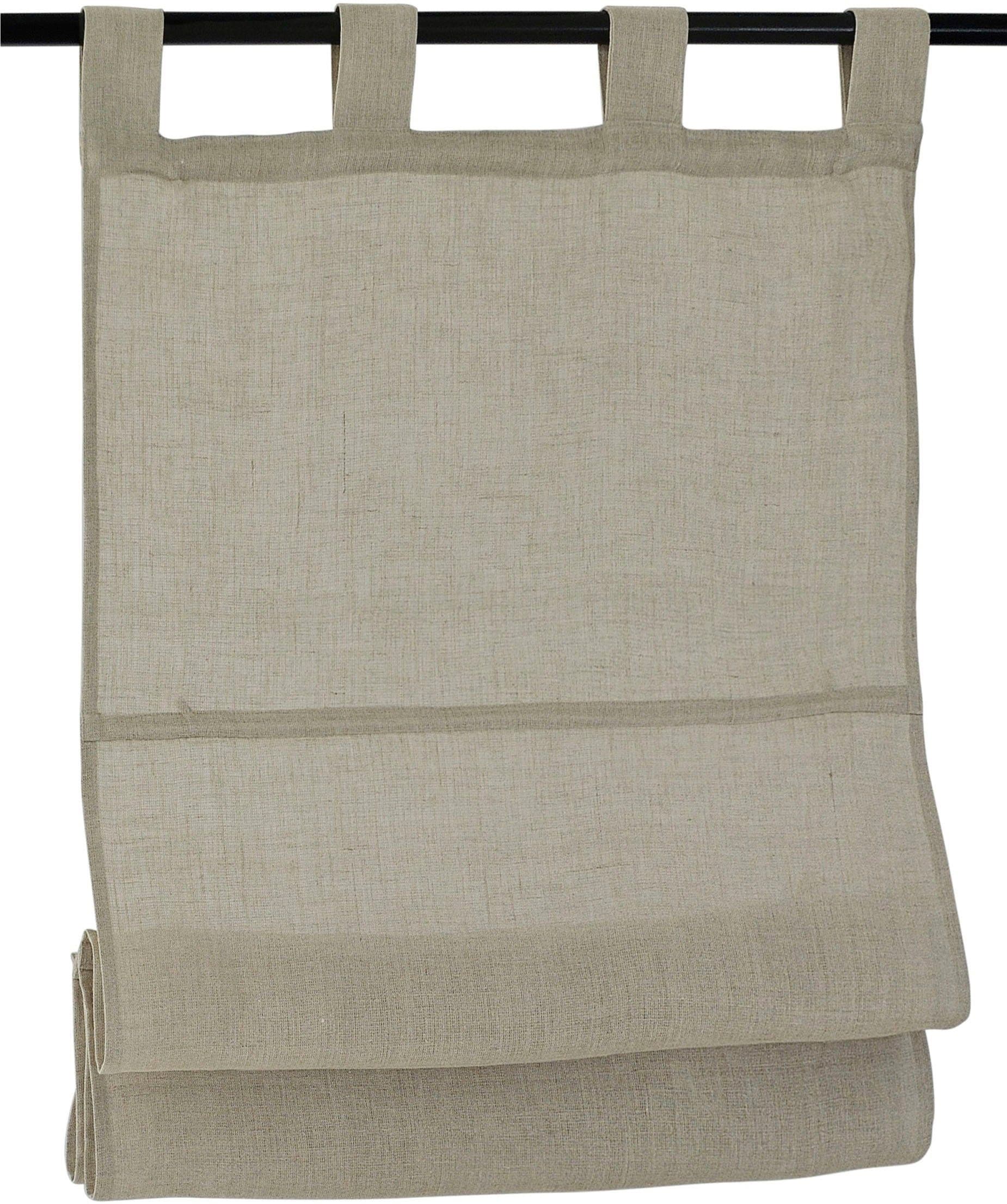 KUTTI Raffrollo Metis Leinen Beige Blickdicht Schlaufen - Bild 2