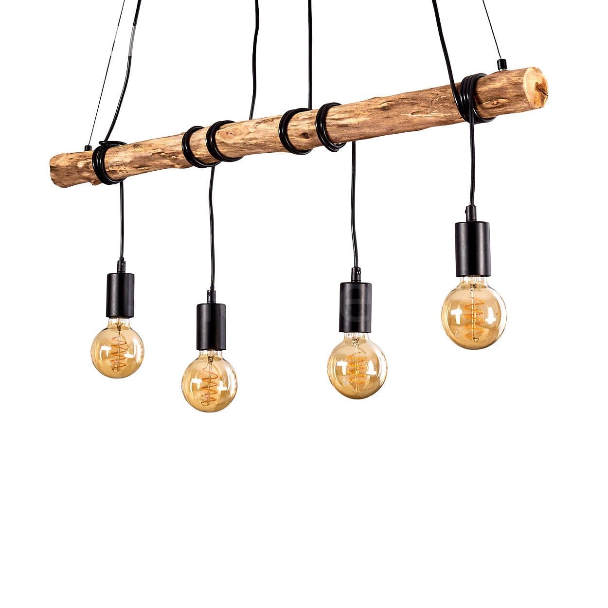 hofstein Pendelleuchte »Quart« Holz/Metall Braun/Schwarz Retro - Bild 2