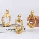 GarveeMore Skulptur 3pcs Abstrakte moderne Denker Statue Desktop Ornament Gold Bild 2