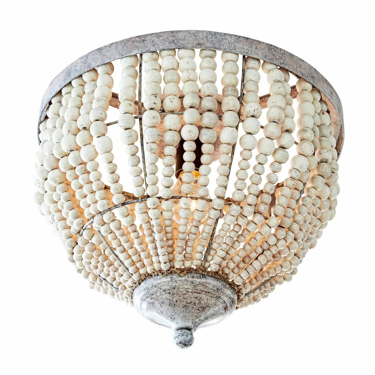Mirabeau Deckenlampe Antereen Boho-Style Mangoholz Metall antikweiß - Bild 2
