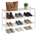 SONGMICS Bambus Schuhregal 3 Ebenen Weiß Stapelbar Bild 2